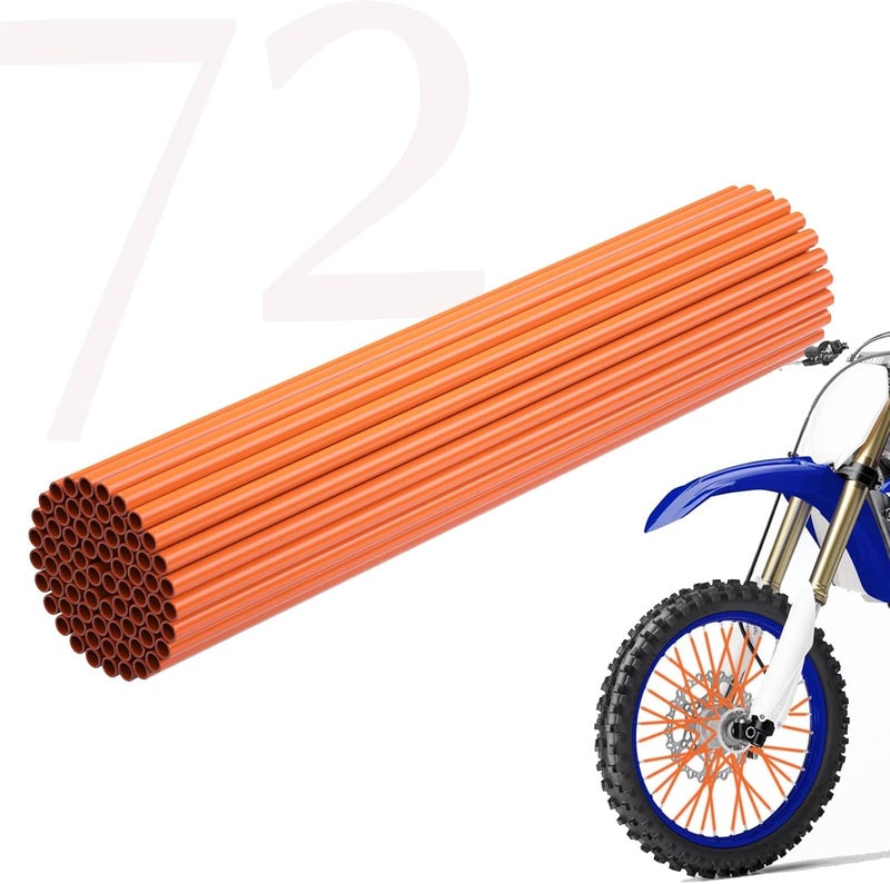 REWOLFNUS 72Pcs Dirt Bike Spoke Covers Wheel Spoke Wraps Wheel Rim Spoke Skins Universal for Motorcycle(Orange) - Image 1
